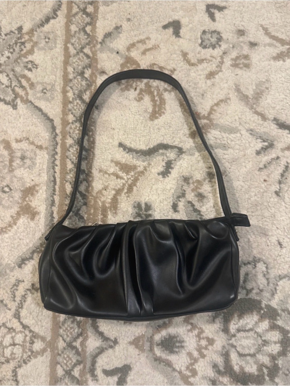 Black Ruched Shoulder Bag